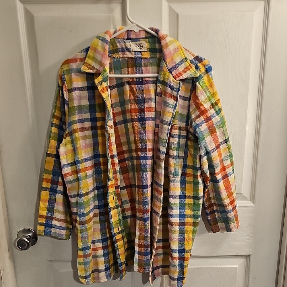 Colorful Plaid Button Down Shirt